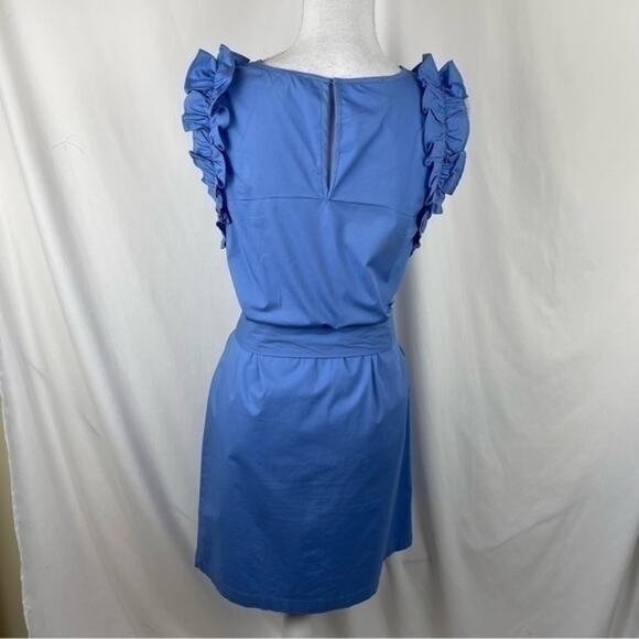 Michael Kors Azure‎ Blue Ruffled Dress With Fabric Belt NWOT Size XS - Picture 5 of 11